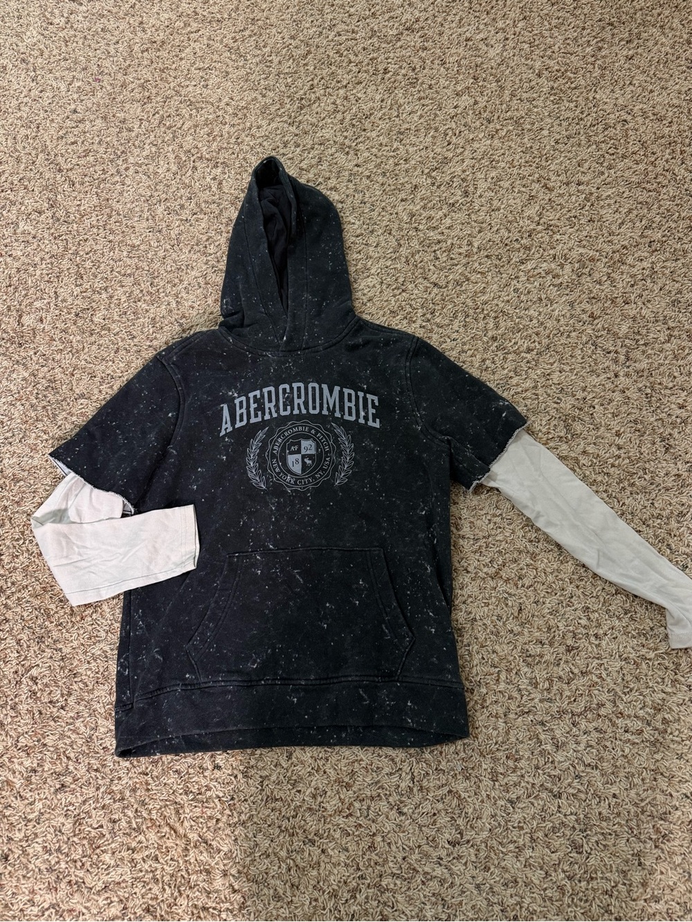 Abercrombie Kids Hoodie
Sweatshirt Black White Cut-off
Longsleeve Boys 15/16